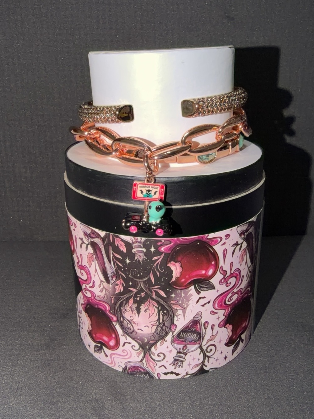 bp Rose Gold Chain Link Bracelet with Charm Accents